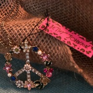 Betsey Johnson Jeweled Peace Necklace